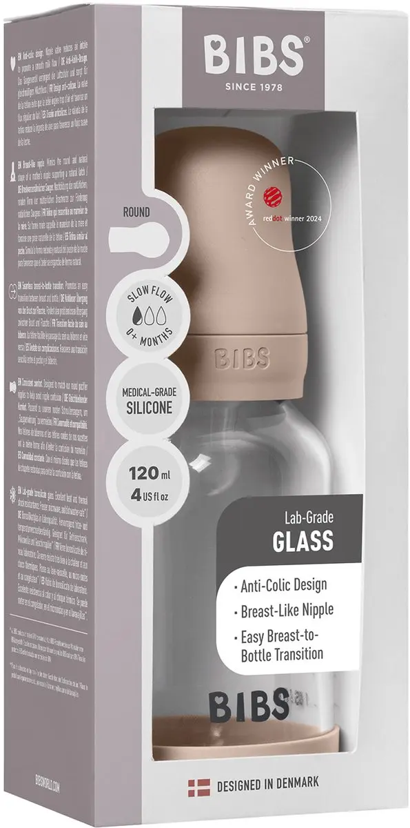 BIBS Fles Slow Flow 120ml - Blush