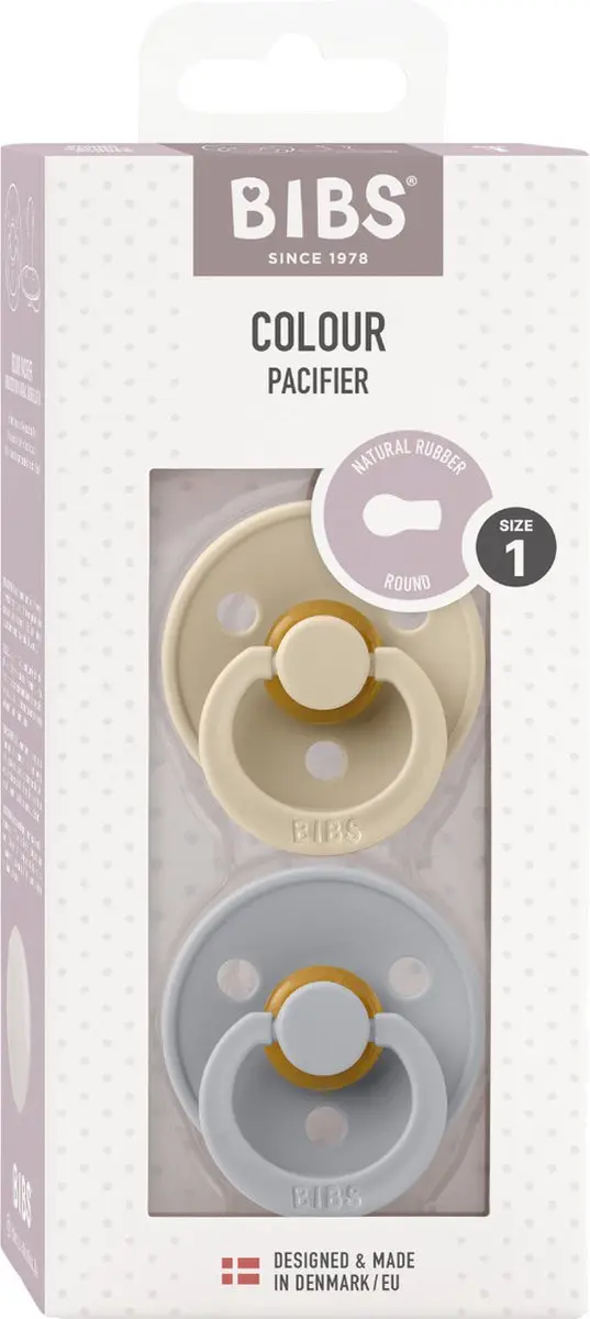 BIBS Colour Pacifier Stage 1 Fopspeen - 2 Stuks - Blush/Cloud