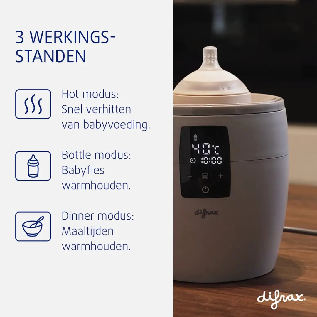 Difrax LOVI Flessenwarmer 6-in-1 - Grijs