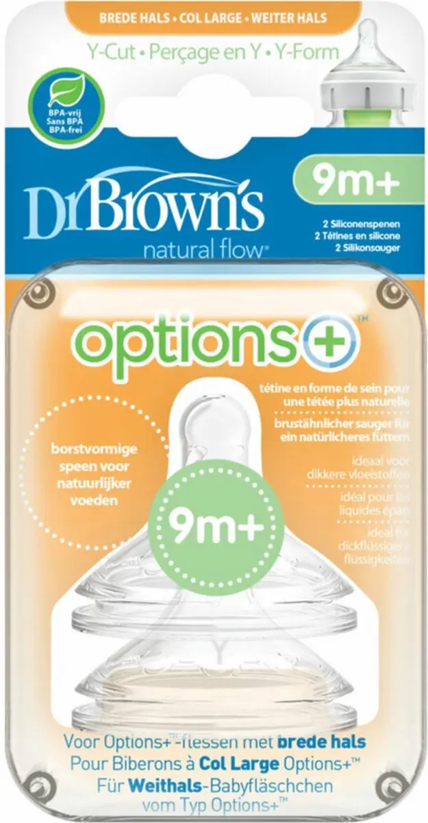 Dr. Brown's Options+ Y-cut Speen - 4 Stuks (2x2) - Transparant
