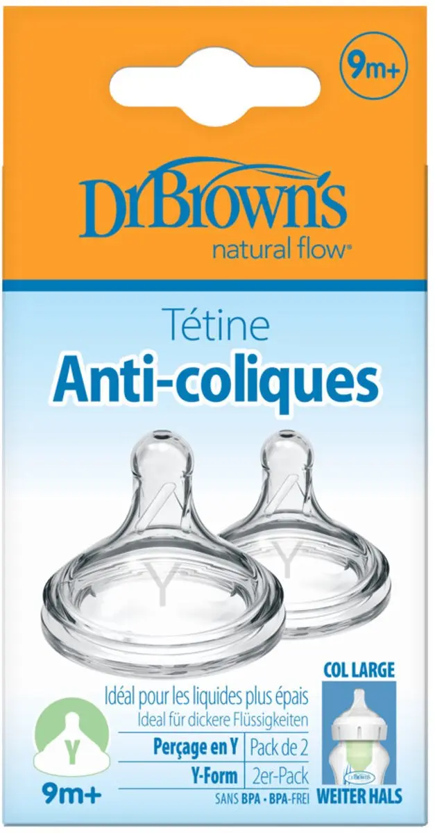 Dr. Brown's Options+ Y-cut Speen - 4 Stuks (2x2) - Transparant