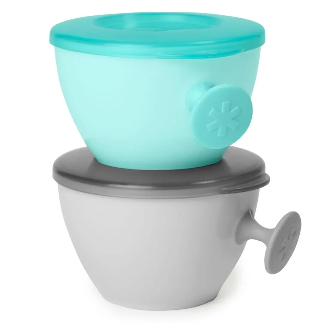 Skip Hop Easy-Grap Kom - Grijs/Groenblauw - 2 Stuks