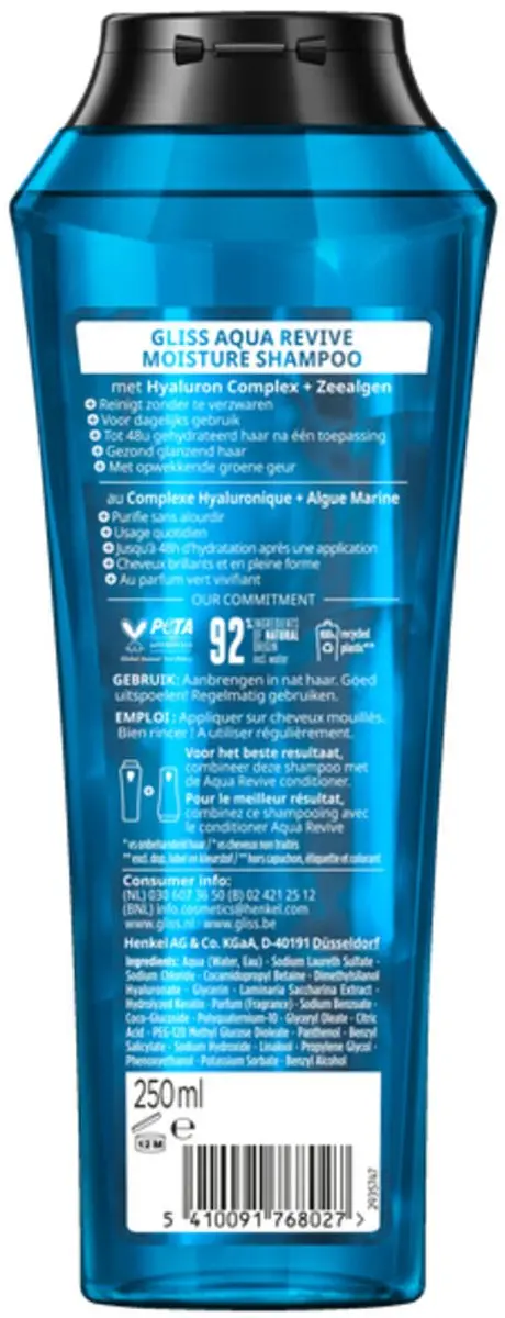 Gliss Aqua Revive Shampoo 3x250ml