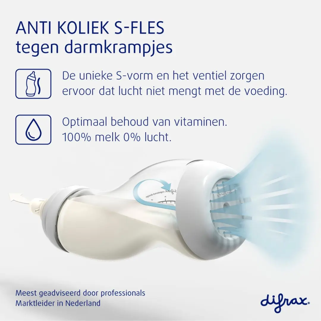 Difrax Brede S Babyfles 310ml - Lichtroze