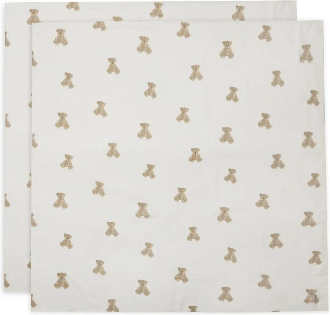 Jollein Hydrofiele Doek Large 115x115cm - Teddy Bear - 2 Stuks