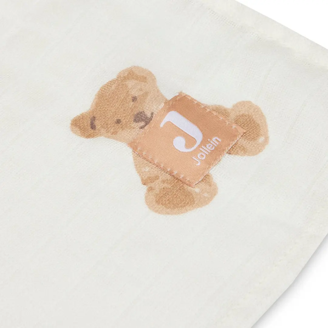 Jollein Hydrofiele Doek Large 115x115cm - Teddy Bear - 2 Stuks