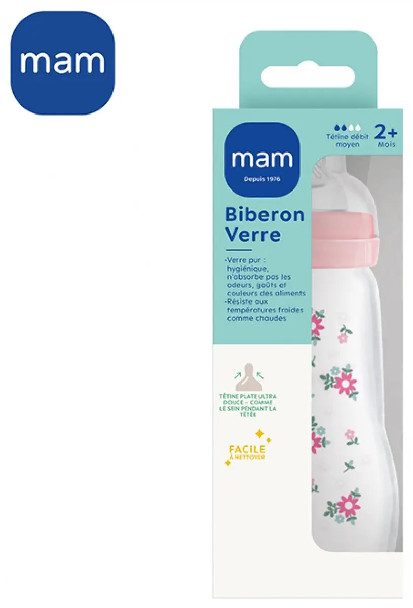 MAM Glazen Fles 260ml - Roze