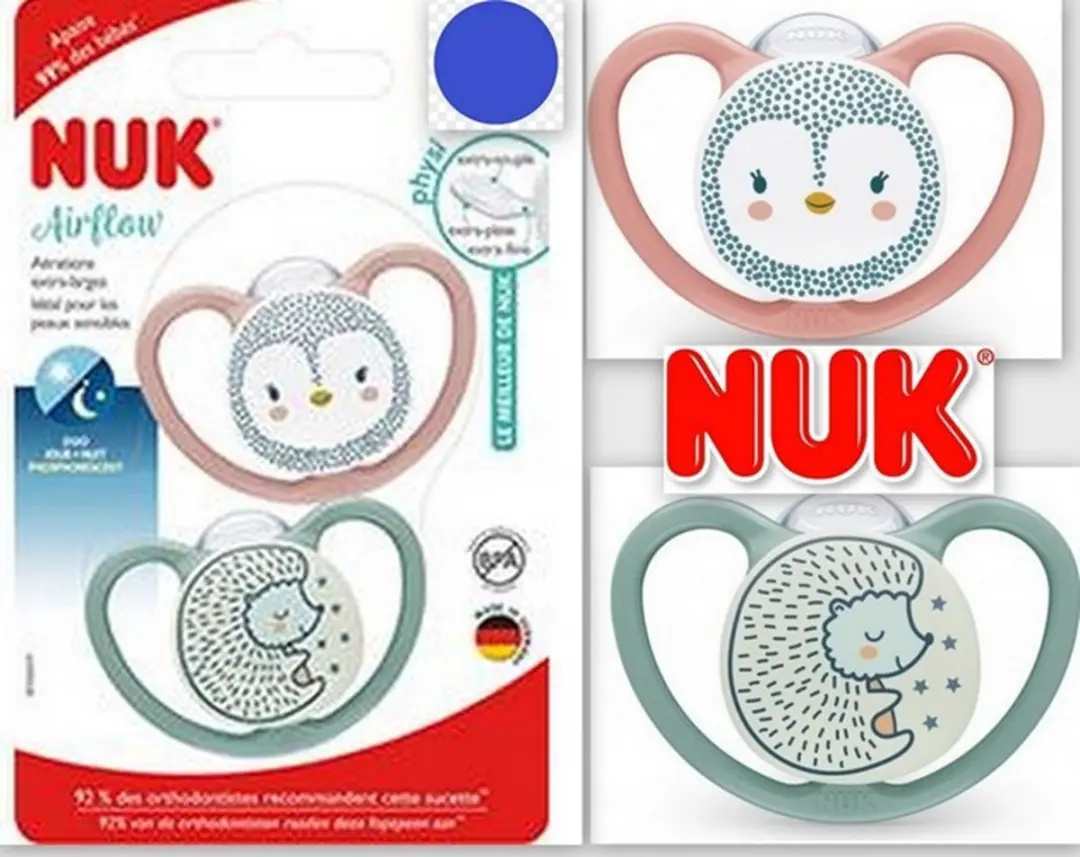 NUK Airflow Siliconen Fopspenen 2 Stuks - 18-36 Maanden - Oranje/ Groen