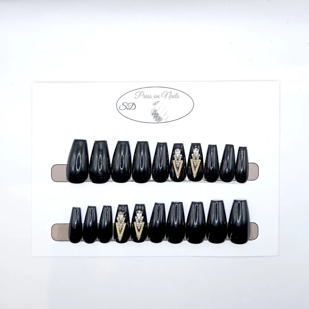 SD Press on Nails B-102 Plaknagels - 20 Stuks - Zwart