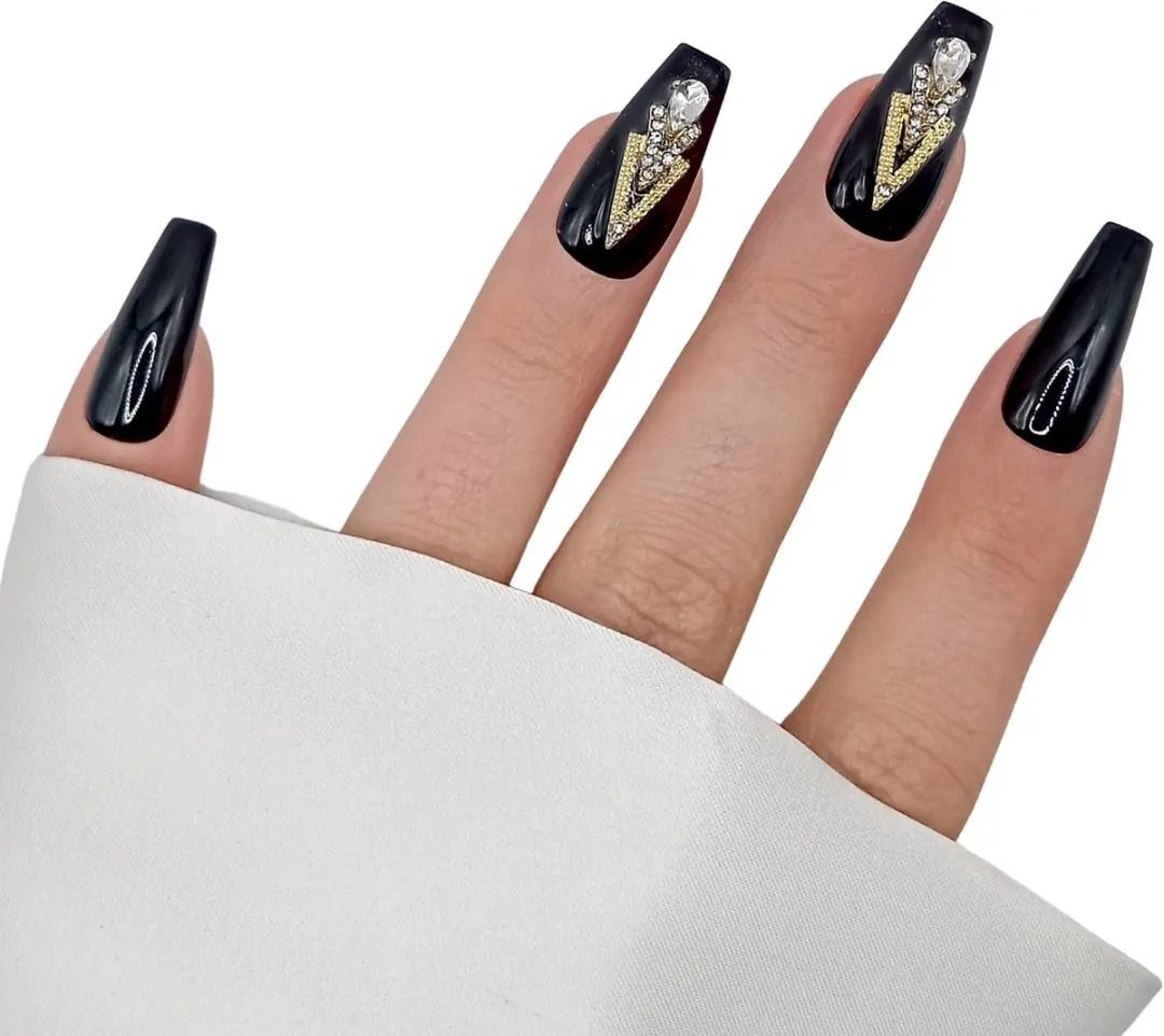 SD Press on Nails B-102 Plaknagels - 20 Stuks - Zwart