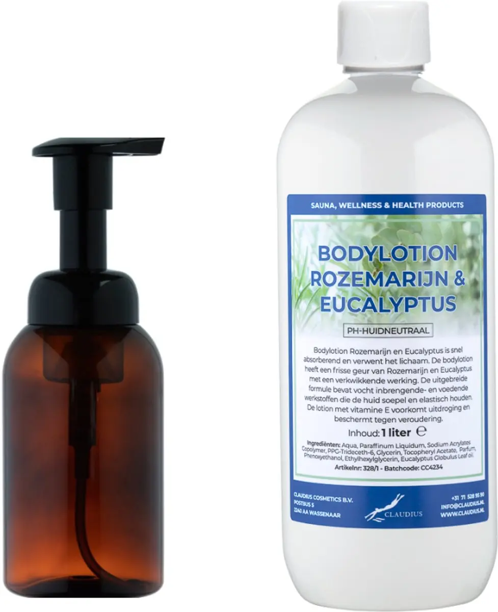 Splashbox Cosmetics Zeepdispenser 300ml + Rozemarijn & Eucalyptus Bodylotion 1L