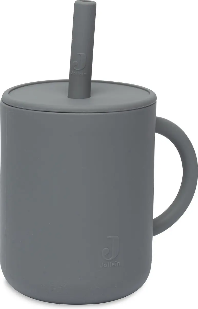 Jollein Drinkbeker Met Rietje Storm Grey - Siliconen