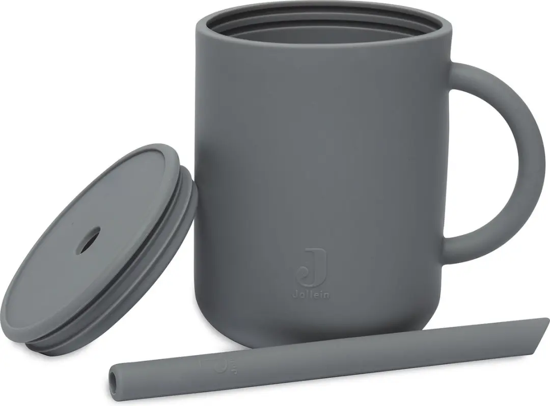 Jollein Drinkbeker Met Rietje Storm Grey - Siliconen