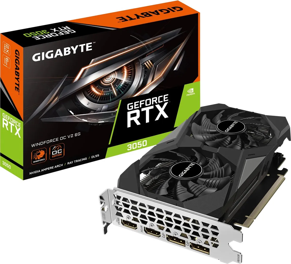 Gigabyte GeForce RTX 3050 WINDFORCE OC V2 GV-N3050WF2OCV2-6GD - 6GB GDDR6 - Zwart