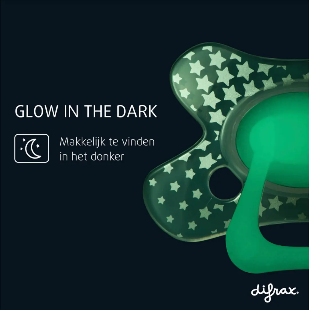 Difrax Orthodontische Fopspeen 18+ Maanden Glow in the Dark