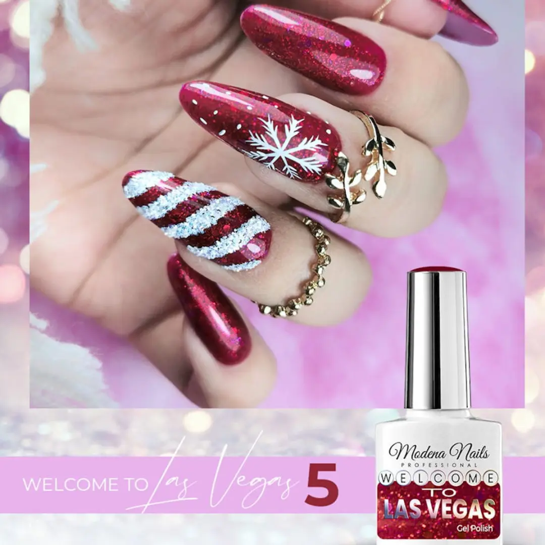 Modena Nails UV/LED Gellak Welcome To Las Vegas LV5 - 7.3ml - Rood Glitters