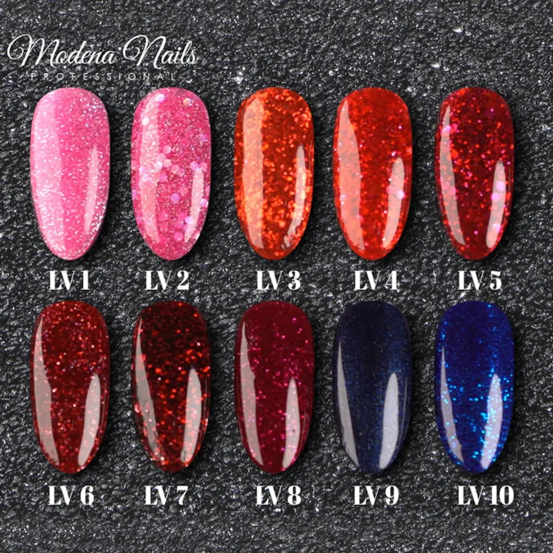 Modena Nails UV/LED Gellak Welcome To Las Vegas LV5 - 7.3ml - Rood Glitters