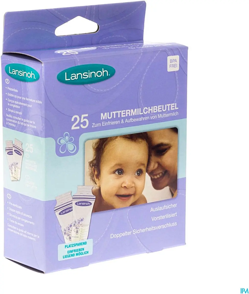 Lansinoh Bewaarzakjes Borstvoeding 25 Stuks - 200ml - Transparant