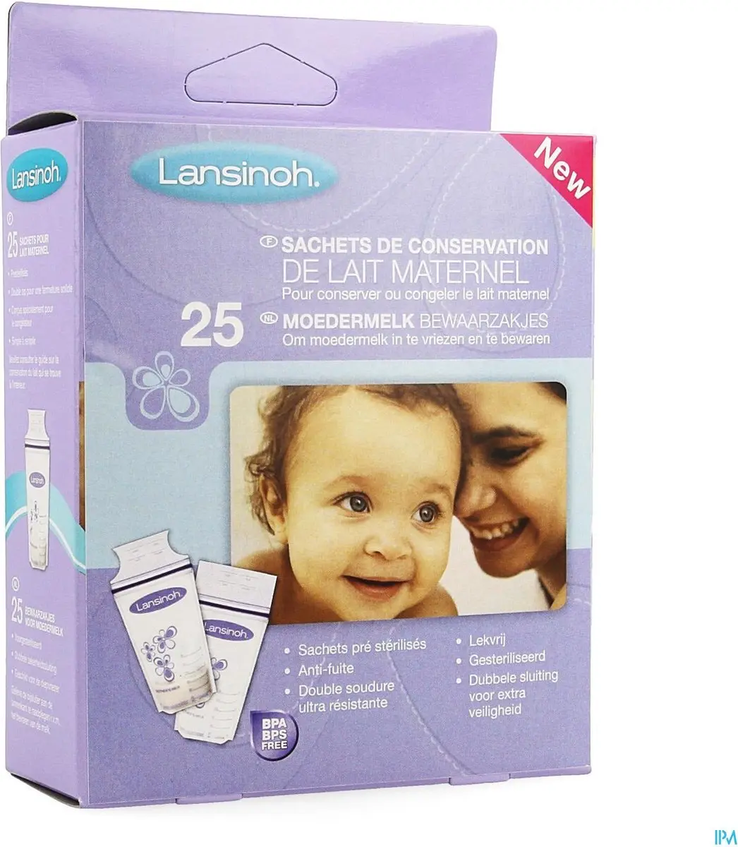 Lansinoh Bewaarzakjes Borstvoeding 25 Stuks - 200ml - Transparant