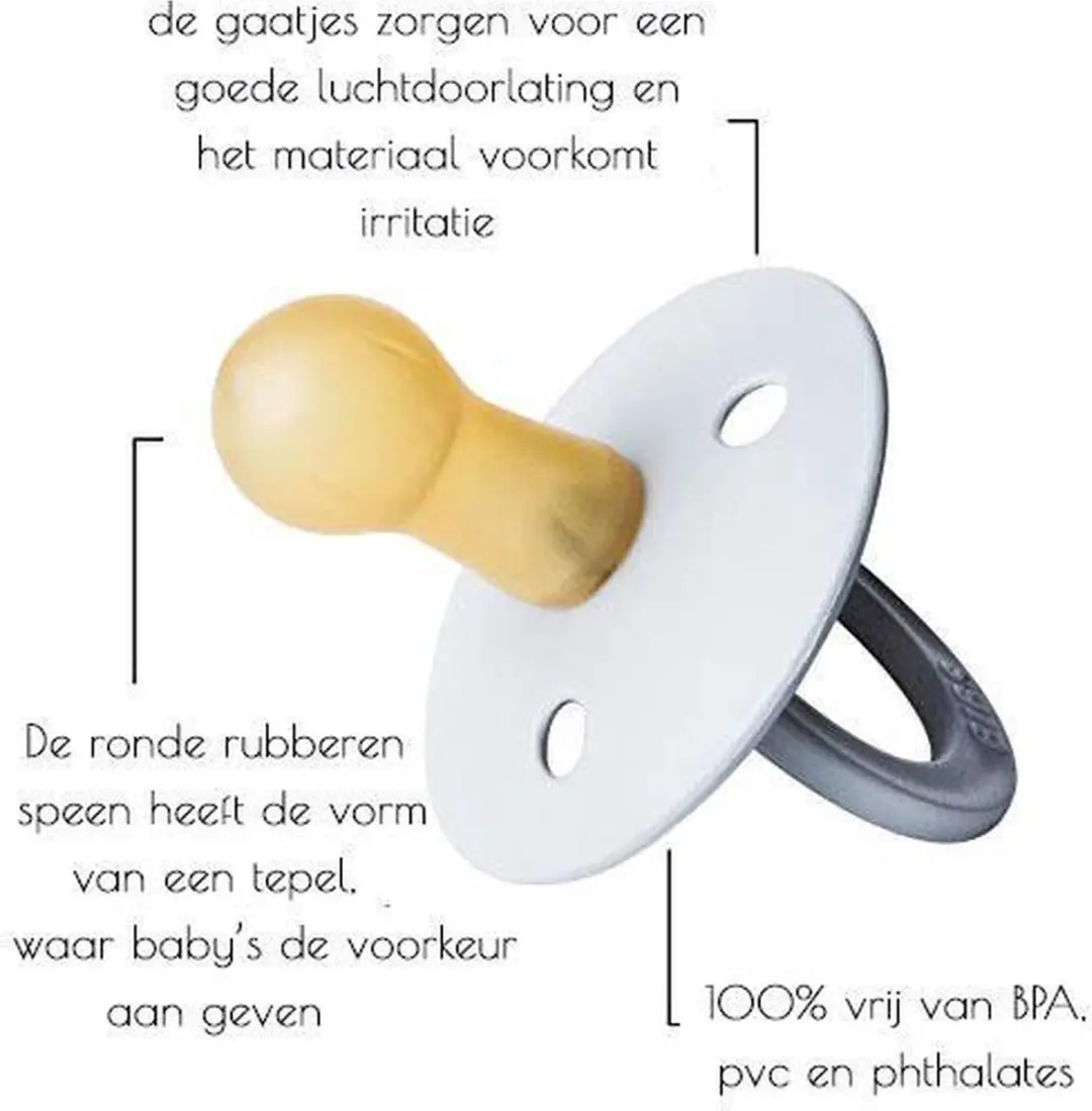 BIBS Fopspeen Latex Round 6-18mnd - Khaki