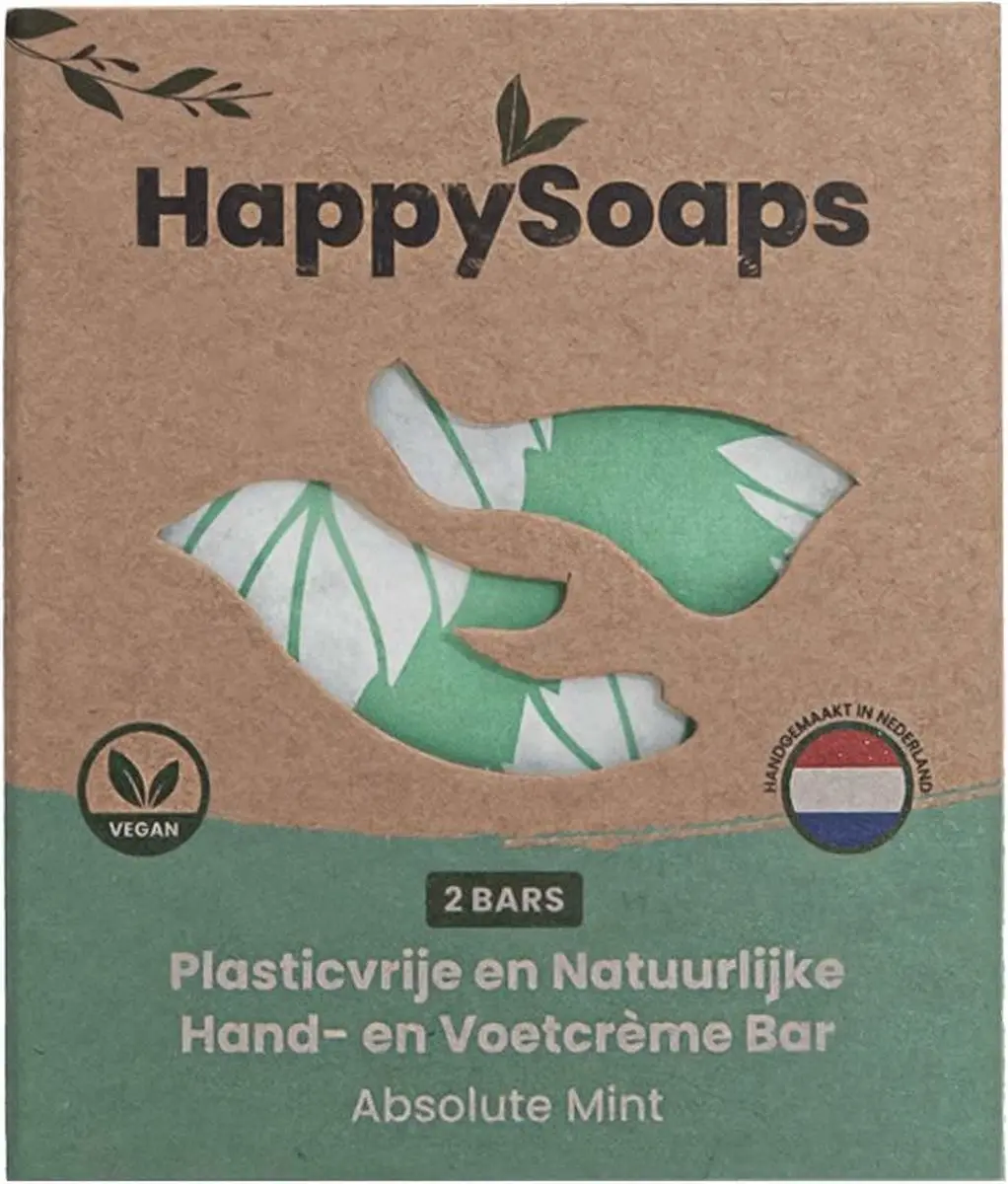 HappySoaps Hand- en Voetcrème Bar Absolute Mint 40g
