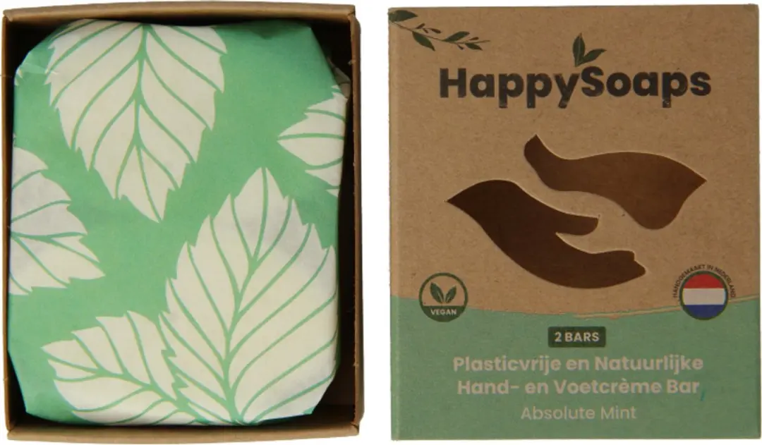 HappySoaps Hand- en Voetcrème Bar Absolute Mint 40g