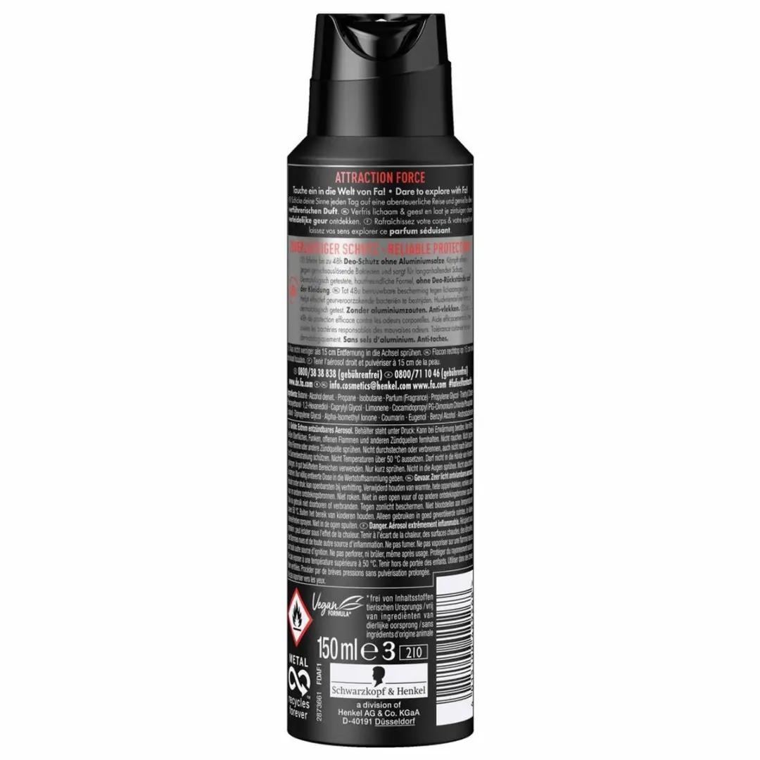 Fa Men Deodorant Spray Attraction Force - 3x150ml