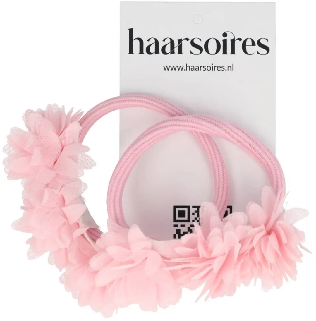 Haarsoires Bloemen Elastiekjes Roze - Set van 2
