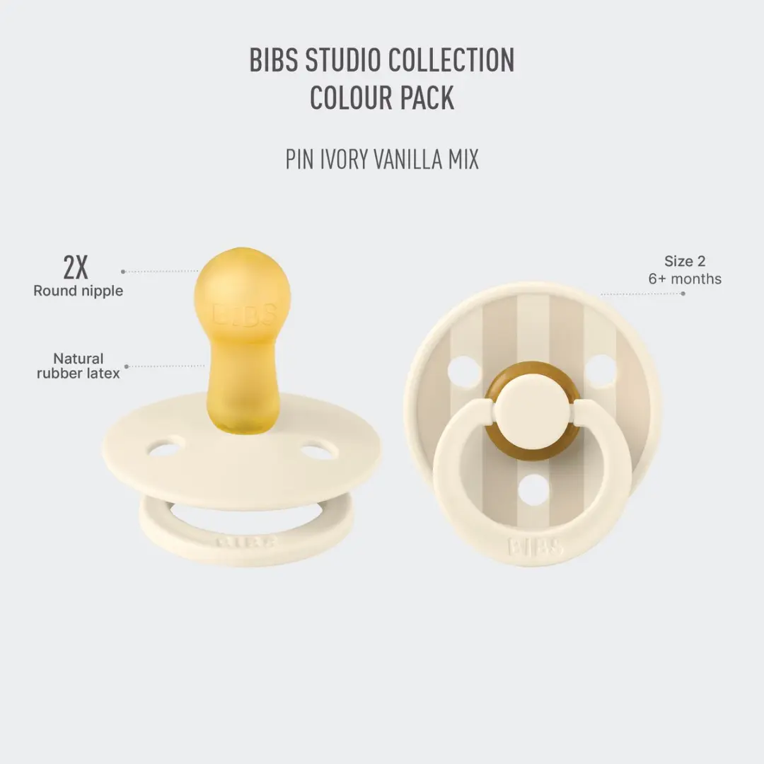 BIBS Colour Studio Pin Fopspeen - 2 Stuks - Maat 2 - Natuurlijk rubberlatex - afbeelding 6 van 6