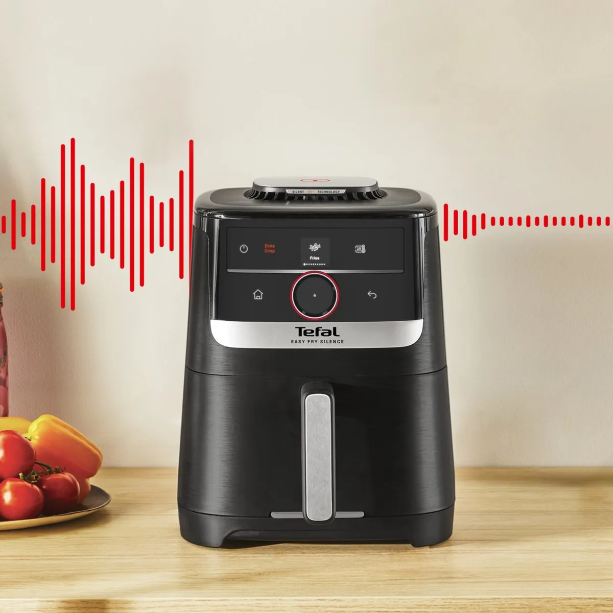 Tefal Easy Fry Smart & Silence EY5728 Airfryer 1670W 7L - Zwart - afbeelding 6 van 6