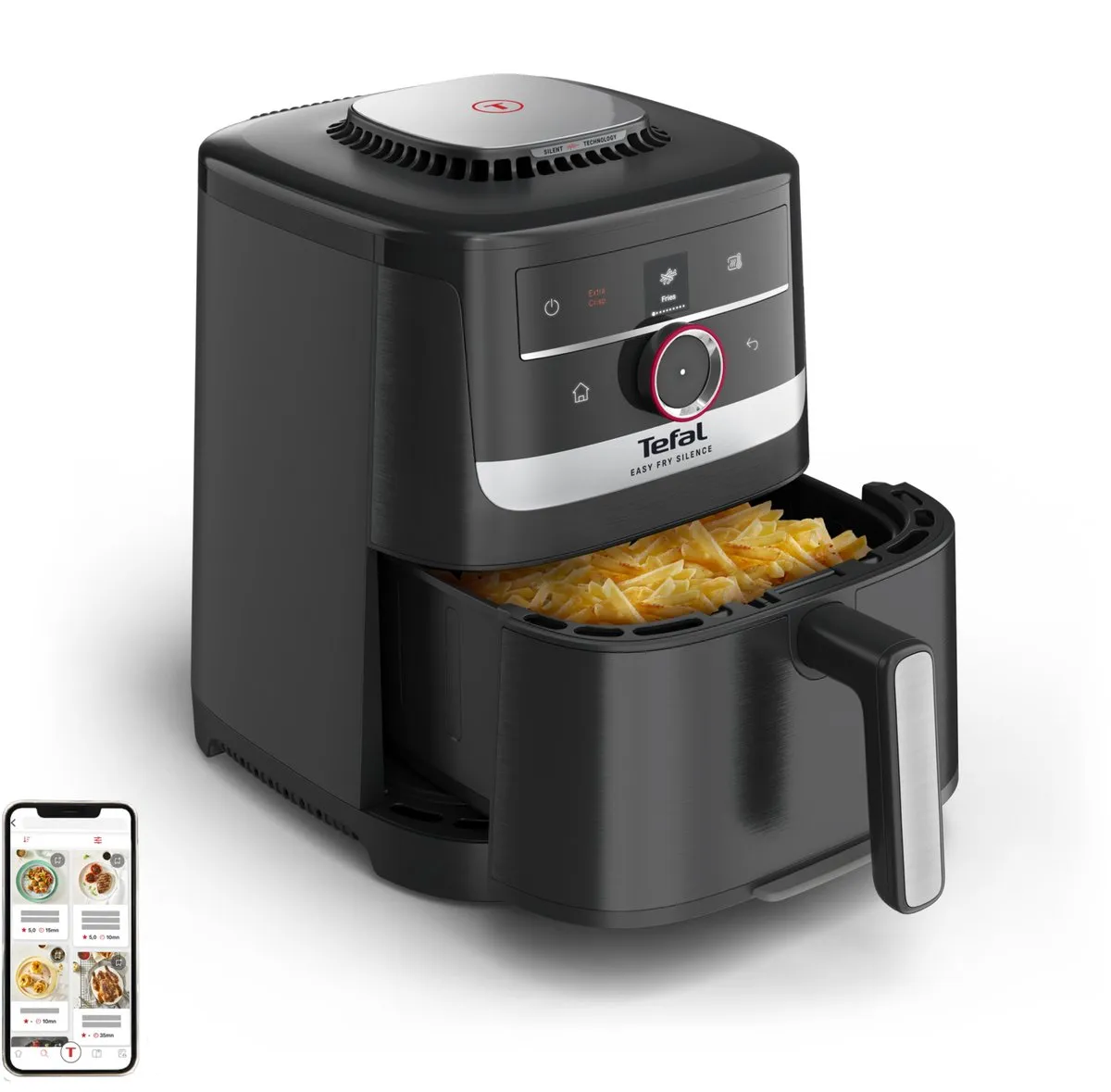 Tefal Easy Fry Smart & Silence EY5728 Airfryer 1670W 7L - Zwart