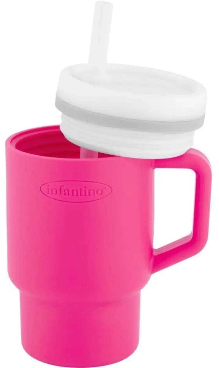 Infantino Mijn Eerste Siliconen Cup 250ml - Roze - afbeelding 4 van 6