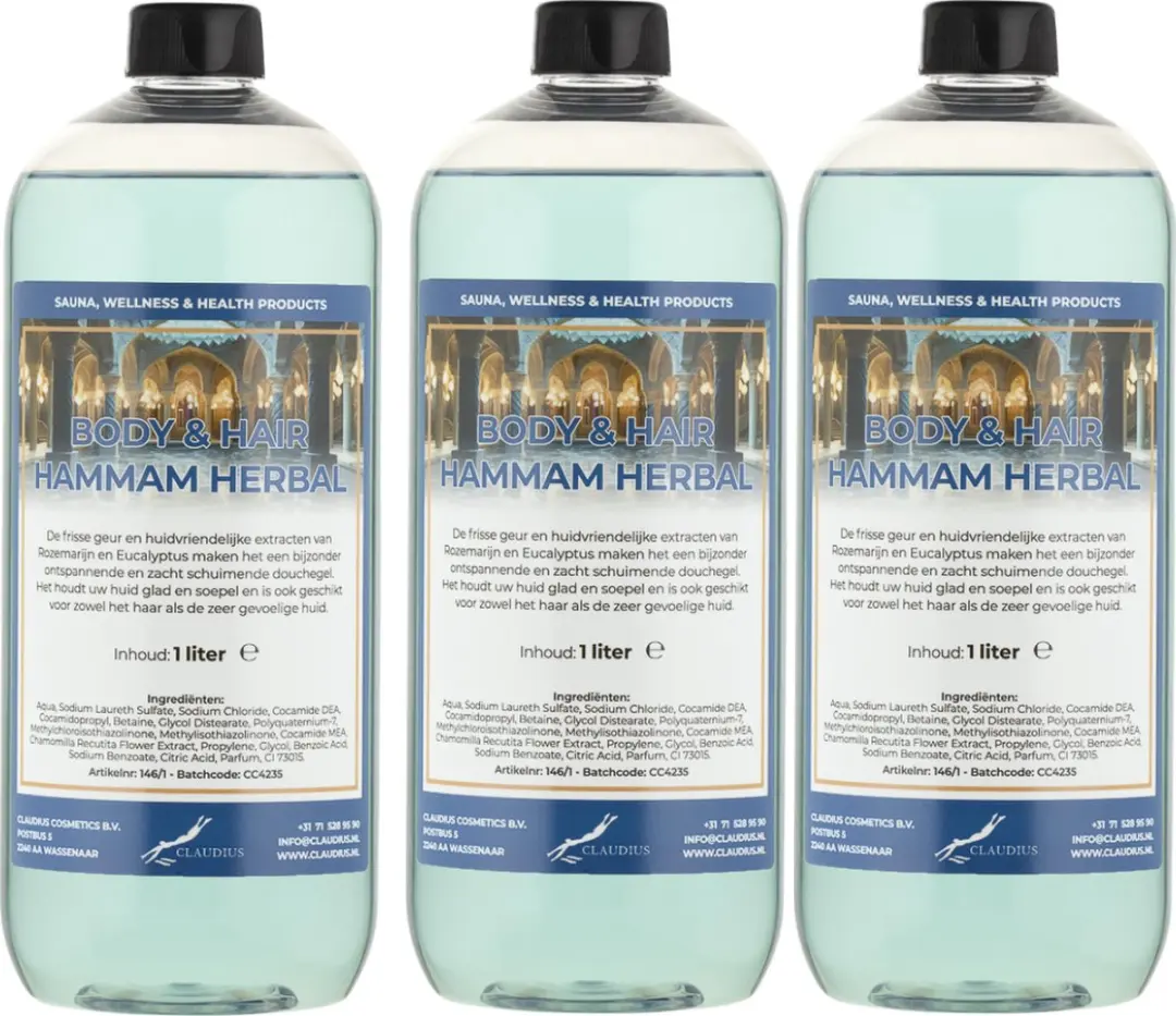 Splashbox Cosmetics Body & Hair Hammam Herbal 1L - 3 Stuks