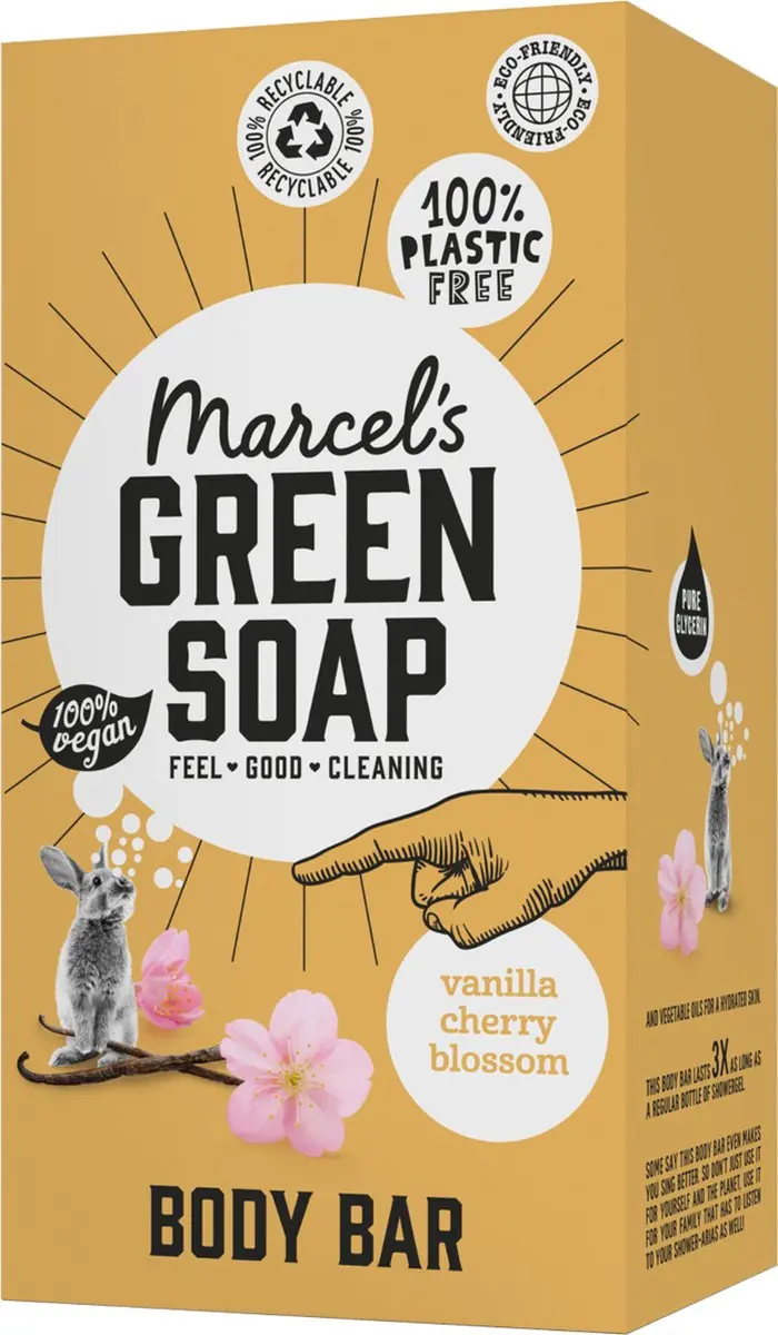 Marcel's Green Soap Body Bar Vanilla & Cherry Blossom - 6x150g