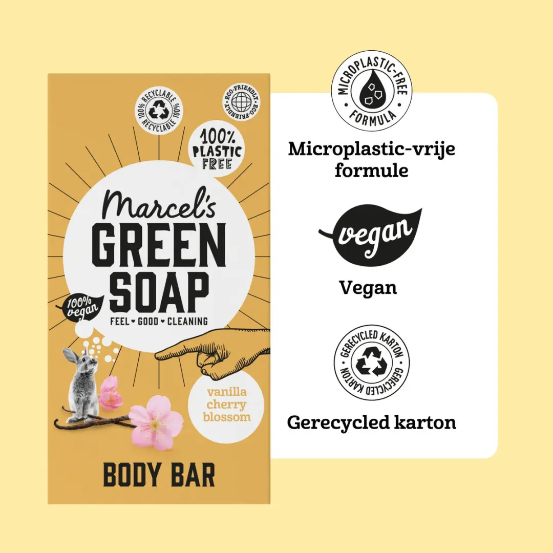 Marcel's Green Soap Body Bar Vanilla & Cherry Blossom - 6x150g