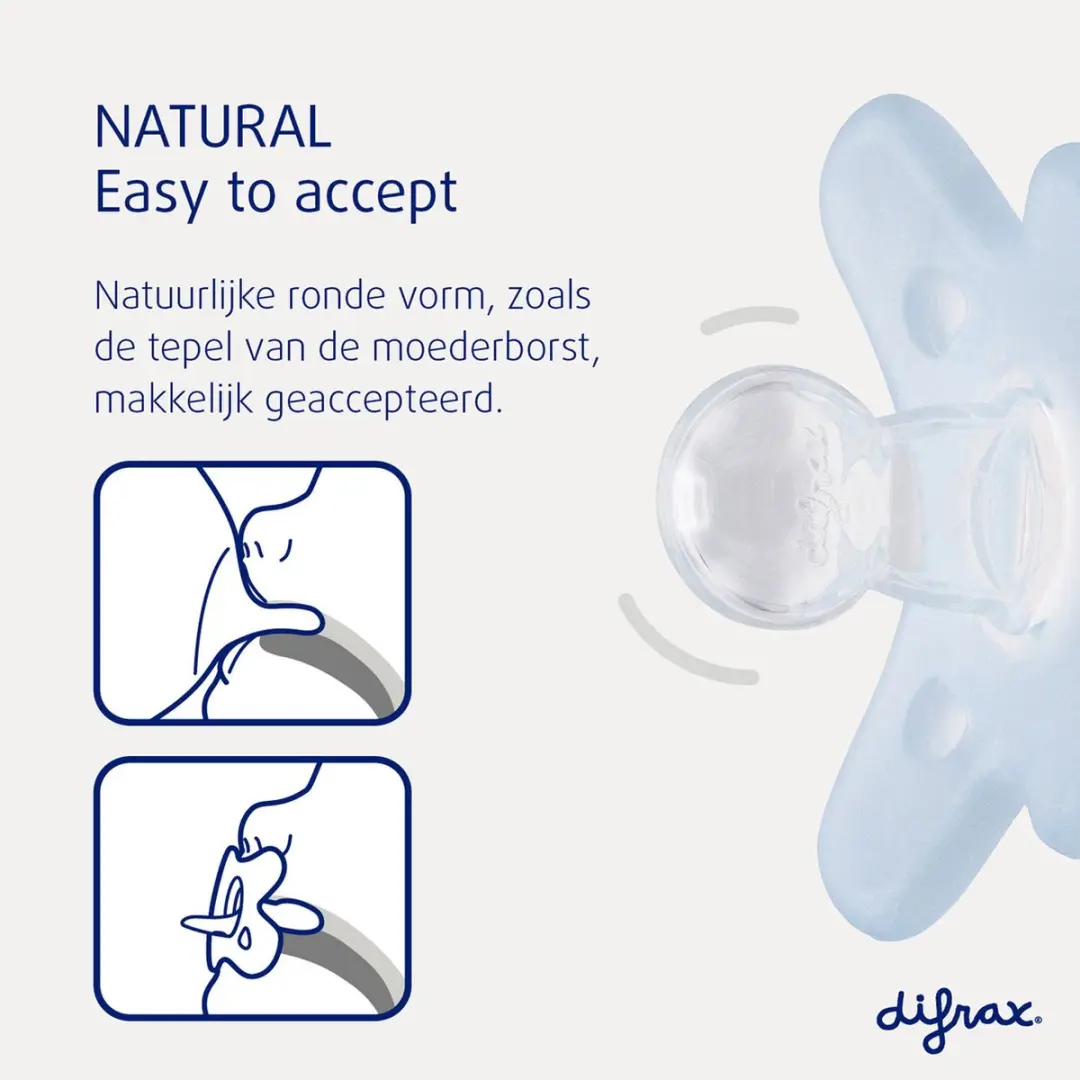 Difrax Fopspeen Natural Ice/Clay 0-6 maanden - 2 Stuks