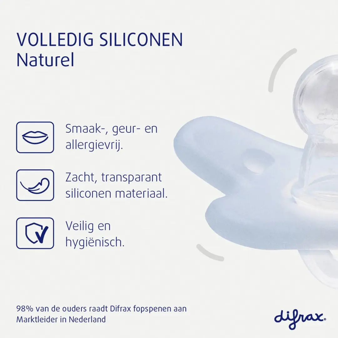 Difrax Fopspeen Natural Ice/Clay 0-6 maanden - 2 Stuks