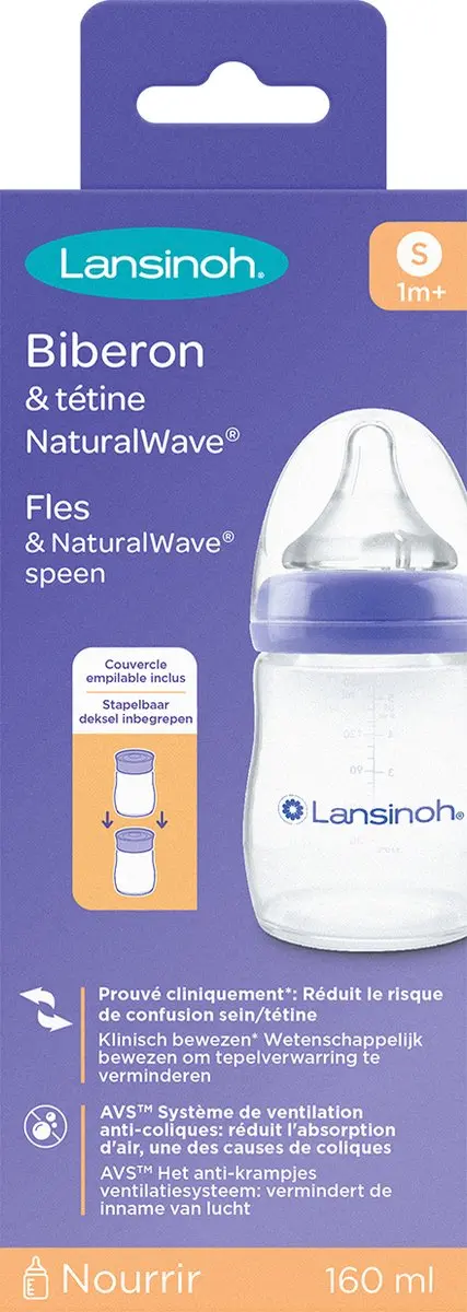 Lansinoh Fles met Natural Wave Speen 240ml - Transparant