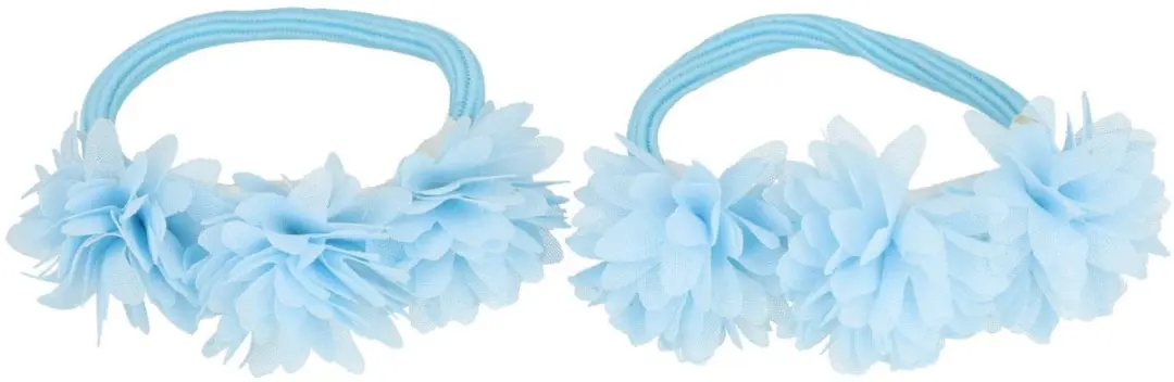 Haarsoires Bloemen Elastiekjes - Blauw Tule - 2 Stuks