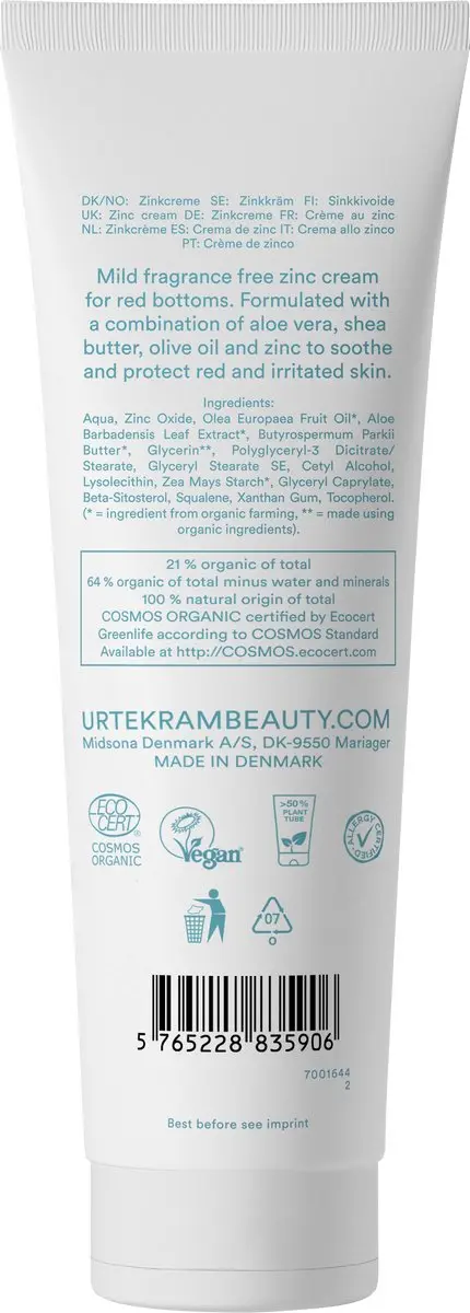 Urtekram Parfumvrije Baby Zinkcrème 75ml