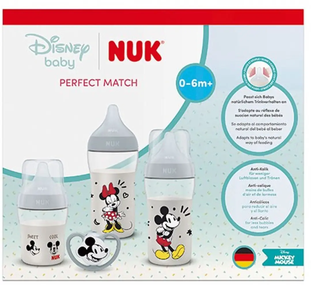 NUK Mickey Mouse Babyfles 150ml/260ml - 3 Stuks - Multicolor
