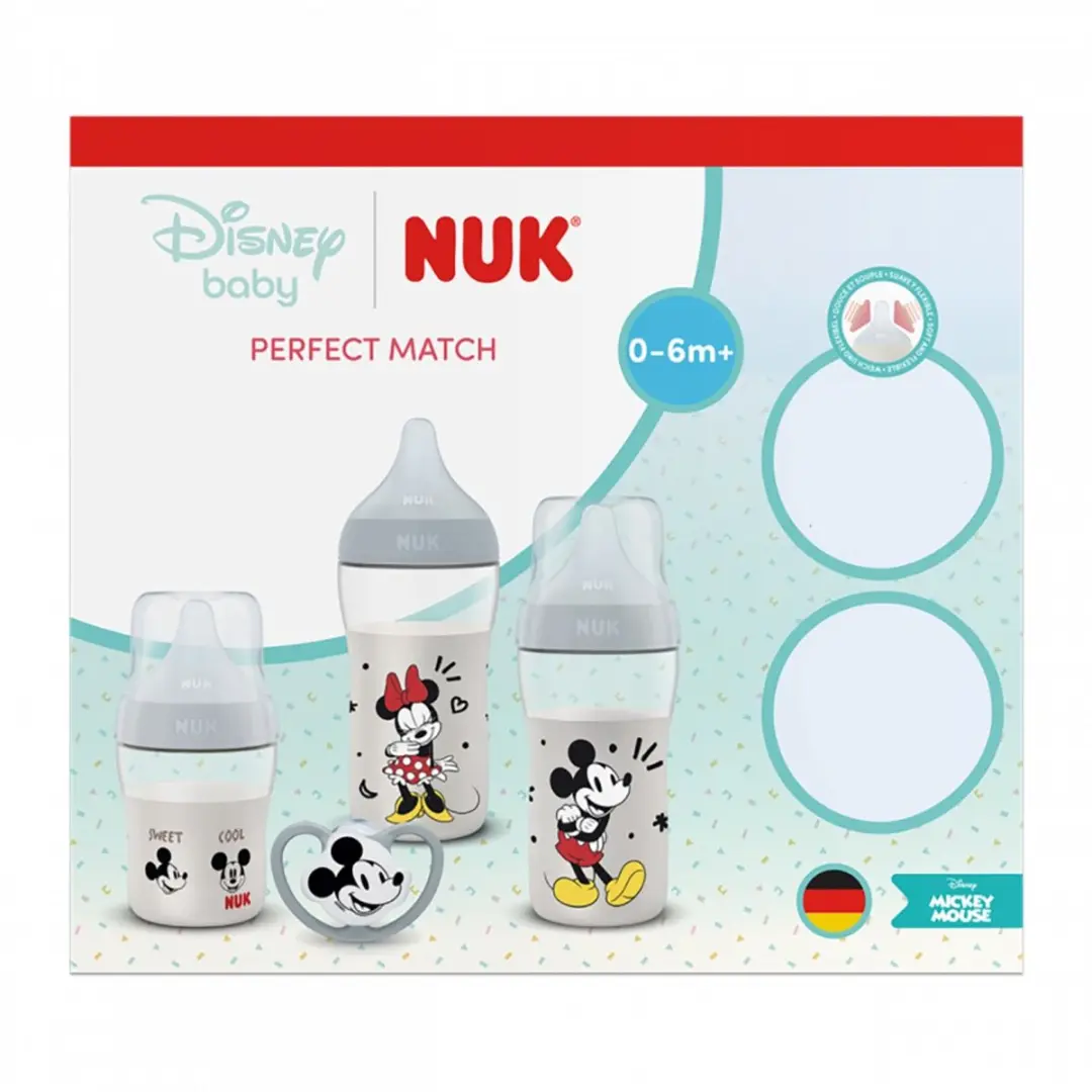 NUK Mickey Mouse Babyfles 150ml/260ml - 3 Stuks - Multicolor