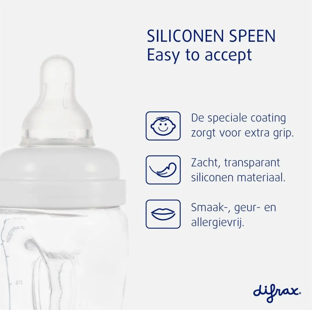 Difrax Handgreep Babyfles 240ml - Anti-Colic - Woezel & Pip