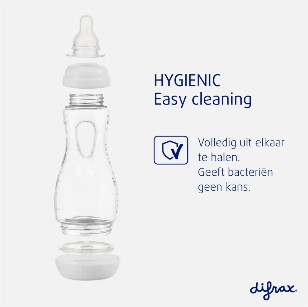 Difrax Handgreep Babyfles 240ml - Anti-Colic - Woezel & Pip