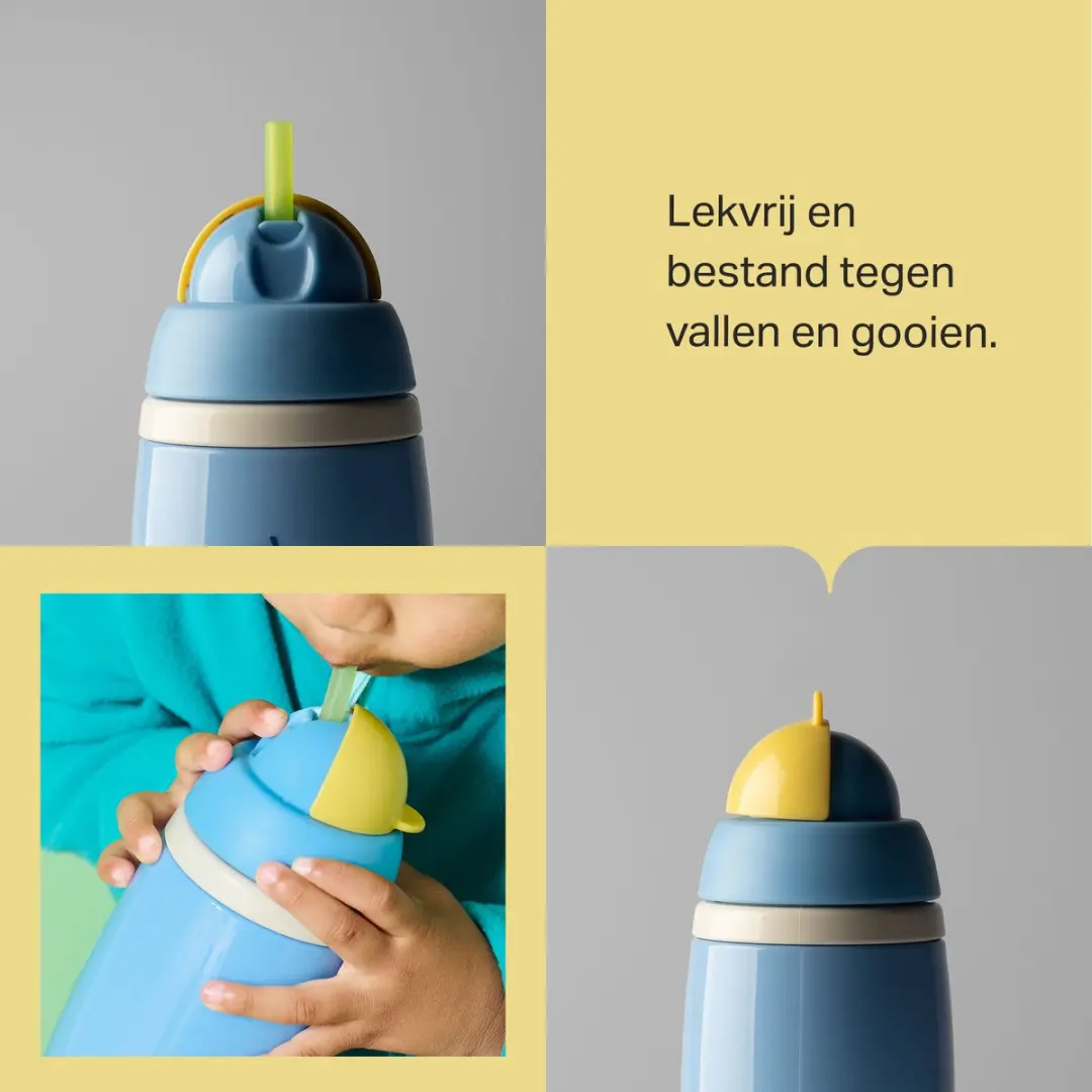 Tommee Tippee Active Rietjesbeker Geïsoleerd 266ml - 2 Stuks - Blauw/Geel
