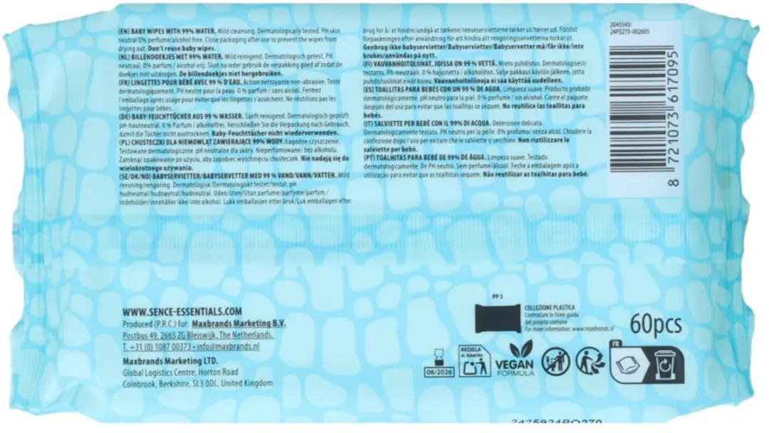 Sence Baby Wipes Water - 1440 Stuks