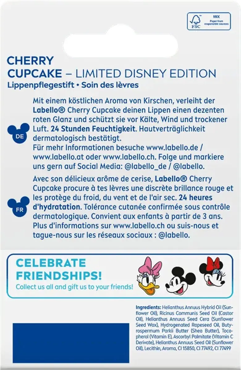 Labello Disney Minnie Cherry Cupcake Lippenbalsem - 4.8ml - Rood
