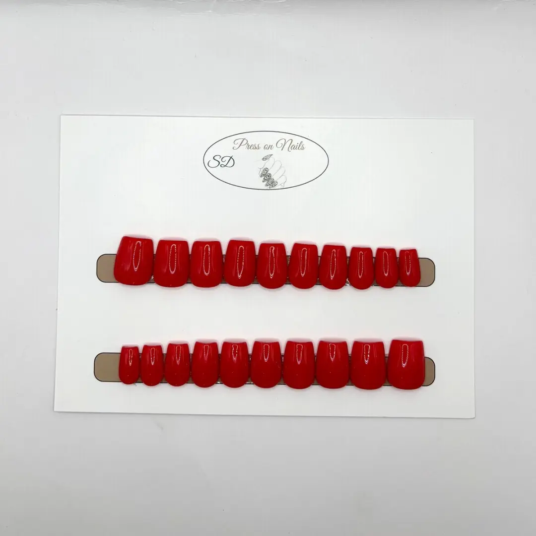 SD Press on Nails B-93 Plaknagels - Rood - XS Coffin - 20 Stuks - afbeelding 6 van 6
