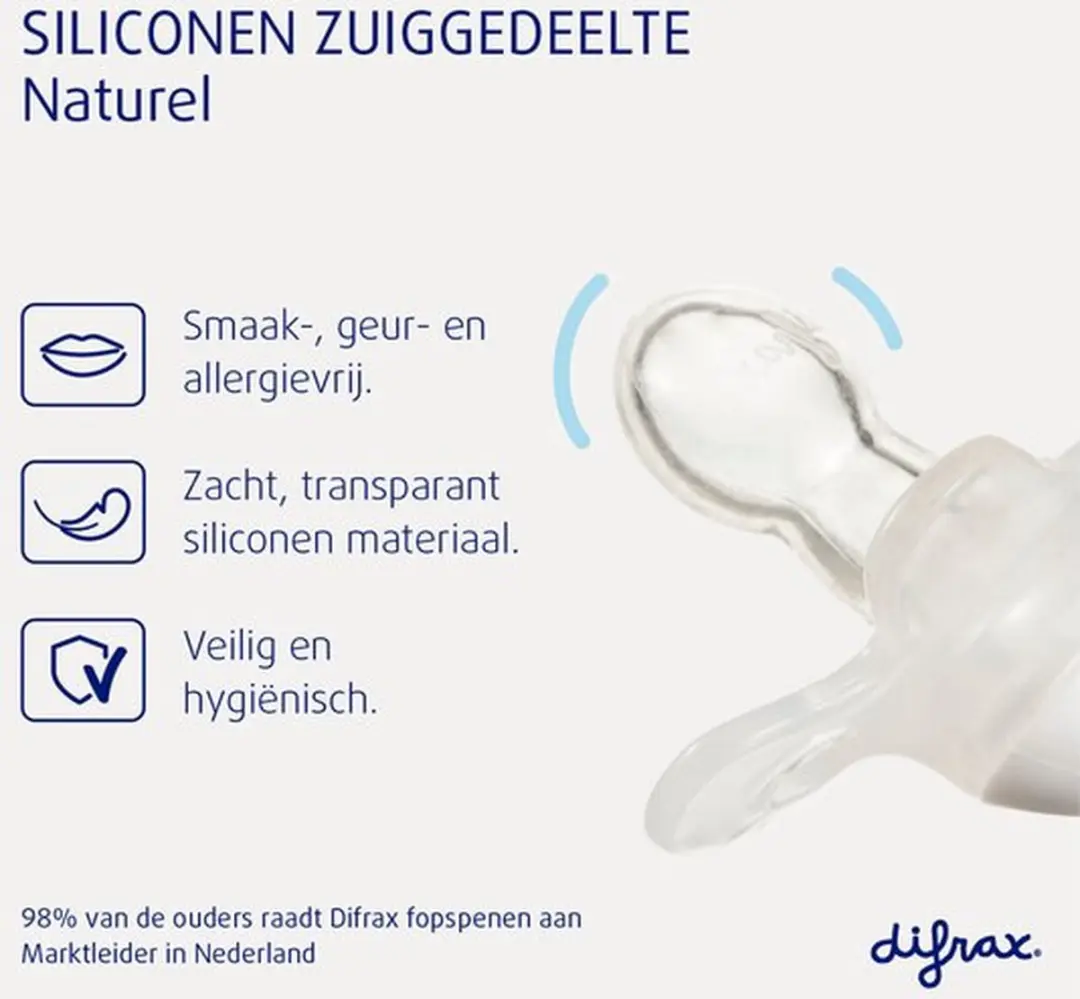 Difrax Newborn Fopspeen Transparant Ster Stip - 4 Stuks