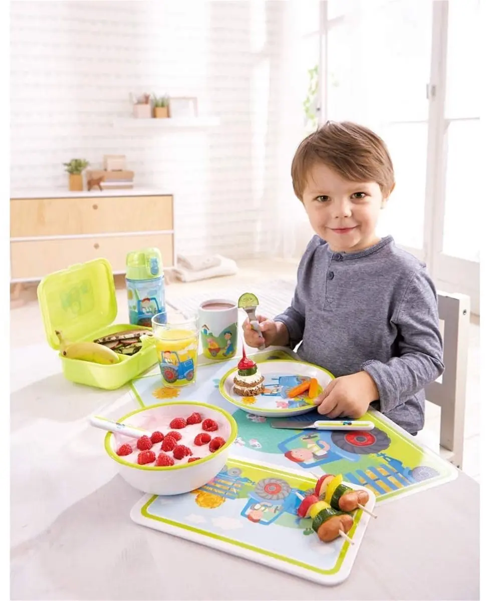 Haba Kom Tractor Junior 15,5cm Melamine - Wit/groen